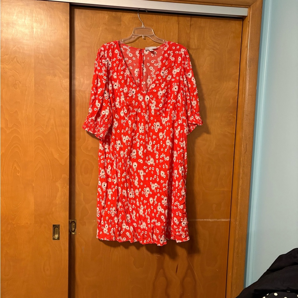 RIXO Red Floral Short Dress